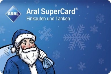 Gutscheinmotiv im Design Weihnachtsmann blau